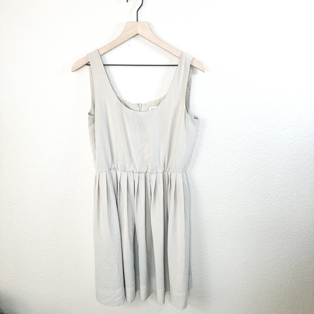 Calvin Klein Midi A Line Sleeveless Dress in Light Beige Size Large